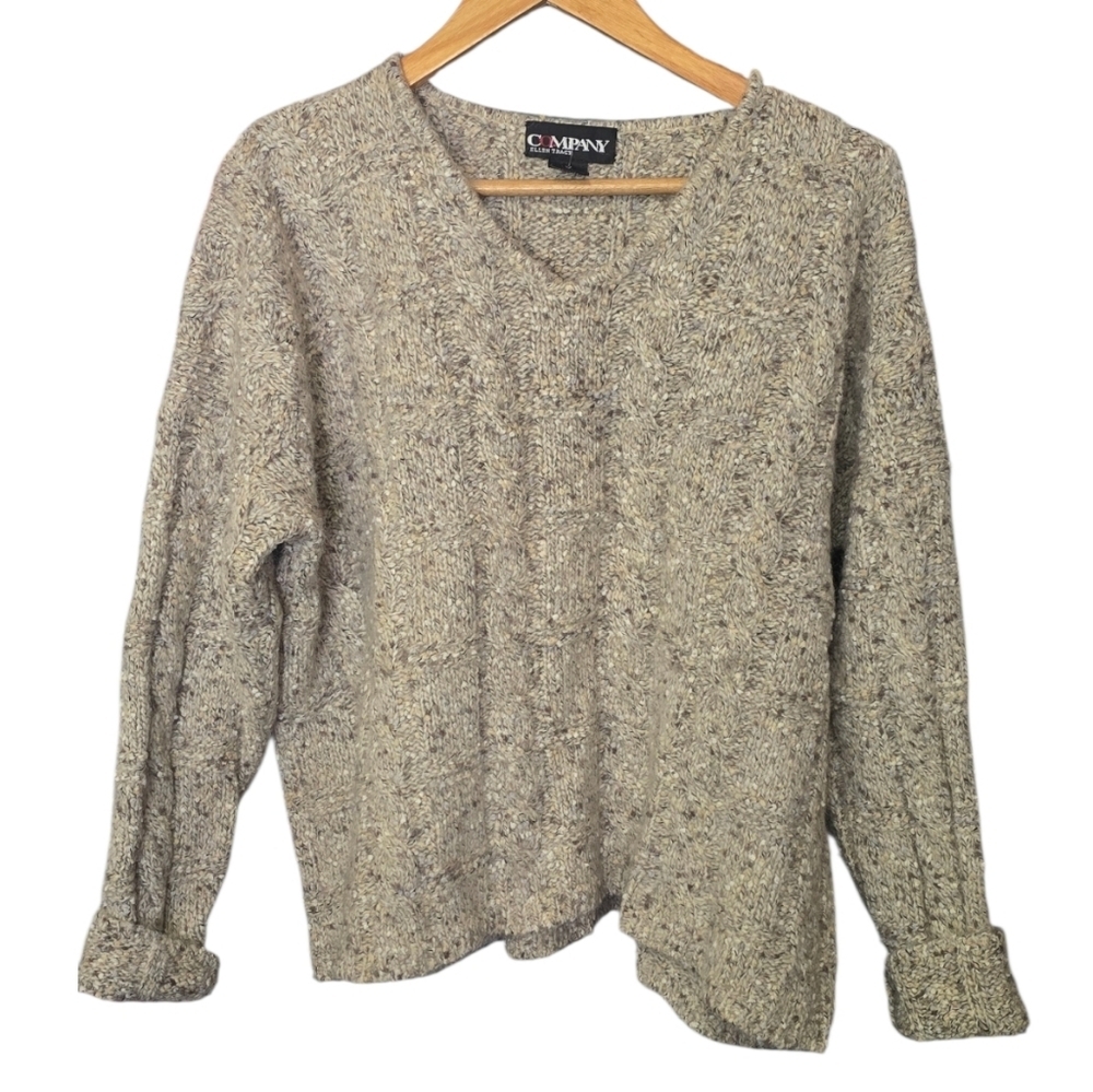 Vtg COMPANY Ellen Tracy Chunky Knit V-Neck Sweater M/L | Wool Mohair Blend